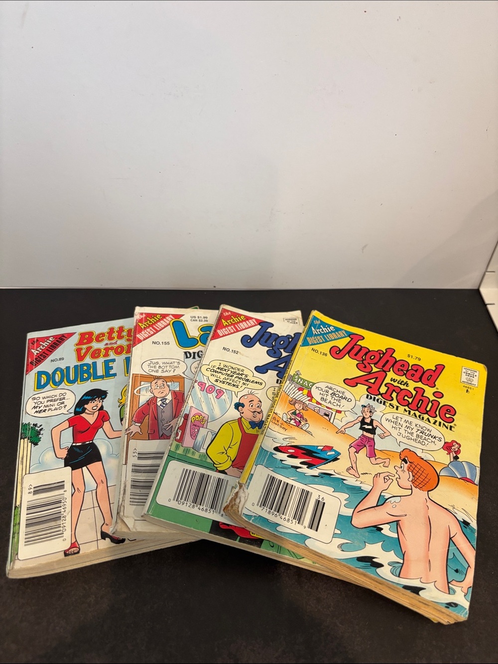 Vintage Archie Comic Digest Lot of 4 - Jughead, Betty & Veronica, Laugh 1980s 90